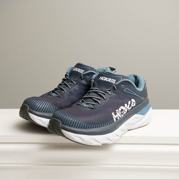 Hoka One One Bondi 7 Wide Mens 9 EE Wide Athletic Running Shoes Blue - Picture 2 of 6